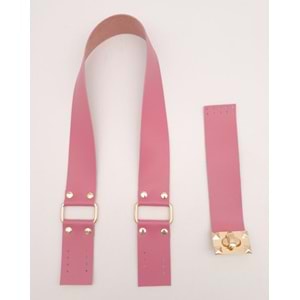 Çanta Aksesuar 70x4 cm Suni Deri Çanta Saplı Kapaklı Fuşya Çanta Seti Light Gold Metalli