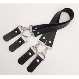 Çanta Aksesuar Suni Deri 55 Cm Misu Model Çift Sap Siyah Renk Gümüş Metal