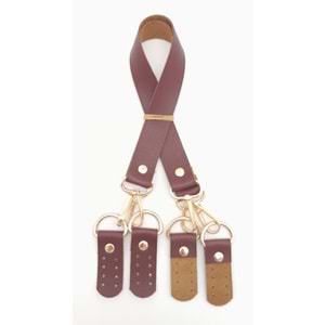 Çanta Aksesuar Suni Deri 55 Cm Misu Model Çift Sap Bordo Renk Light Gold Metal
