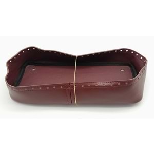 Çanta Aksesuar Bordo Suni Deri 28x13 cm Yüksek Çanta Tabanı Gümüş Metalli