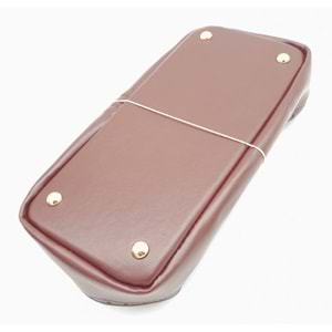 Çanta Aksesuar Bordo Suni Deri 28x13 cm Yüksek Çanta Tabanı Light Gold Metalli