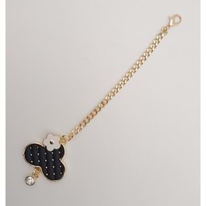 Çanta Aksesuar Light Gold Çiçekli Bulut Model Sarkaç Süs Siyah Renk