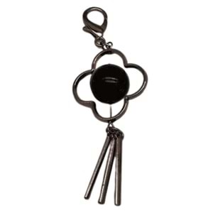 Çanta Aksesuar Füme Renk Çanta Süsü (Yonca Siyah Boncuklu)