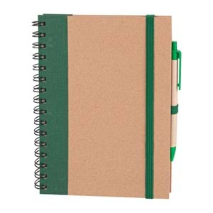 PURSAKLAR YEŞİL SPİRALLİ TARİHSİZ DEFTER (15X21 CM)