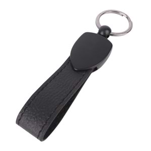 DÜZPELİT SİYAH METAL - DERİ ANAHTARLIK