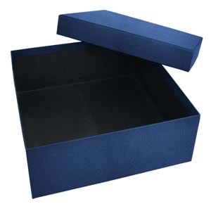 SEDİR LACİVERT DERİ GÖRÜNÜMLÜ GEÇME KAPAK KUTU (30X30X10 CM)