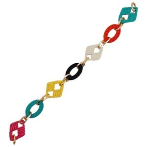 Çanta Aksesuar 40 cm Akrilik Görünümlü Renkli Zincir Light Gold Metalli