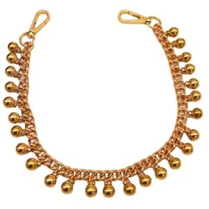 Çanta Aksesuar 50 cm Gold Boncuk Sallantılı Çanta Sapı Light Gold Metalli