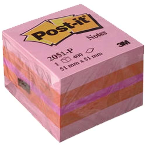 Post-it Yapışkanlı Not Kağıdı Küp Mini 52x52 Pembe 2051-P