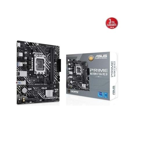 Asus Prime H610M-F D4 R2.0 3200MHz DDR4 Soket 1700 M.2 HDMI mATX Anakart