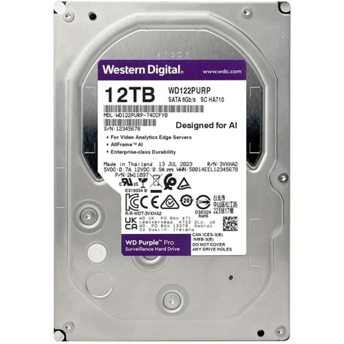 Wd 12Tb Purple Pro WD122PURP 7200 RPM 512MB Cache SATA 6.0Gb-s 3.5