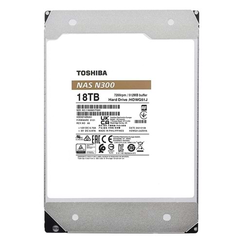 Toshiba 18TB N300 MN11ACA18TS 7200 Rpm 512MB Sata-3 Nas Diski