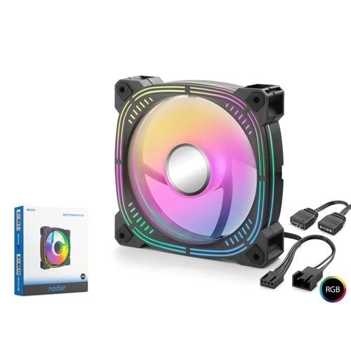 Nodar Nd2656 Kasa Fanı 3.Nesil İç ve Dış Parıltı Argb 12Cm Siyah