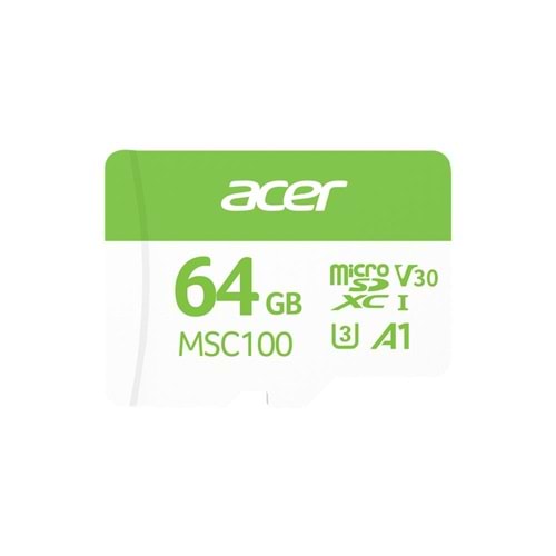 Acer MSC100 64GB microSD U3 V30 A1 Aksiyon Kamera & Güvenlik Kamerası Uyumlu