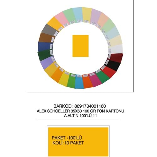 Alex Schoeller Fon Kartonu 160 GR 35x50 11 Açık Altın (1 Adet)