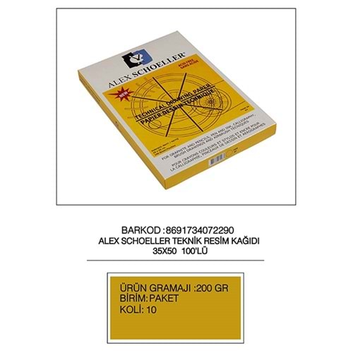 Alex Schoeller Resim Kağıdı Damgalı 35x50 200 GR (1 Adet)