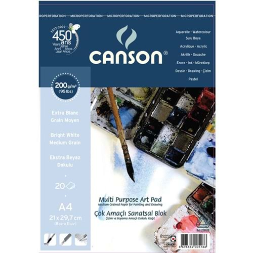 Canson Fınface 1557 Resim Blokları Çok Amaçlı 200 GR A4 20 YP Üstten Spriralli