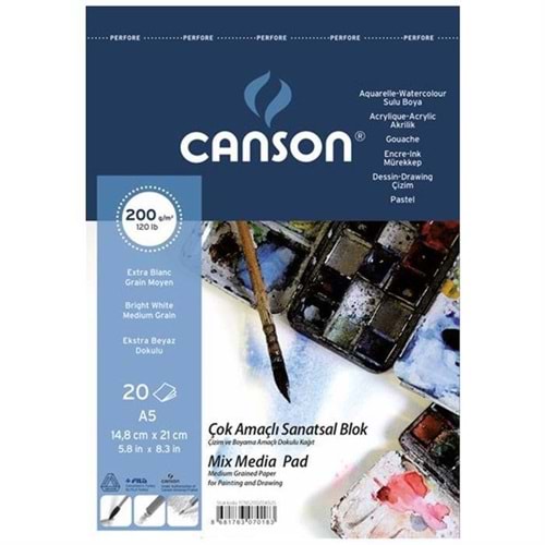 Canson Fınface Resim Blokları 200 Gr A5 20 YP Üstten Spriralli