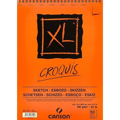 Canson Croquıs XL Eskiz 90 GR Üsten Spiralli A4 50 YP