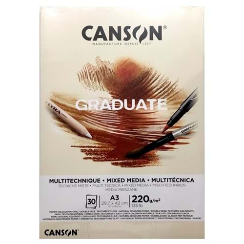 Canson Çizim Bloğu Graduate Mix Media Natural 30 Syf A3 220 GR