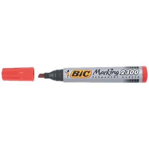Bic Markör Permanent Kesik Uçlu Kırmızı 2300 03 (1 Adet)