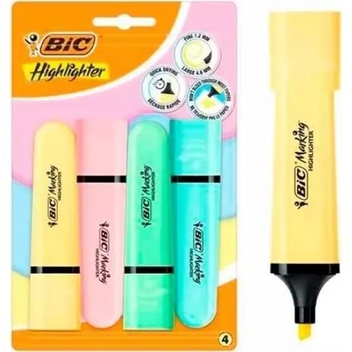 Bic Fosforlu Kalem Hl Flat Pastel Asortı Bl4