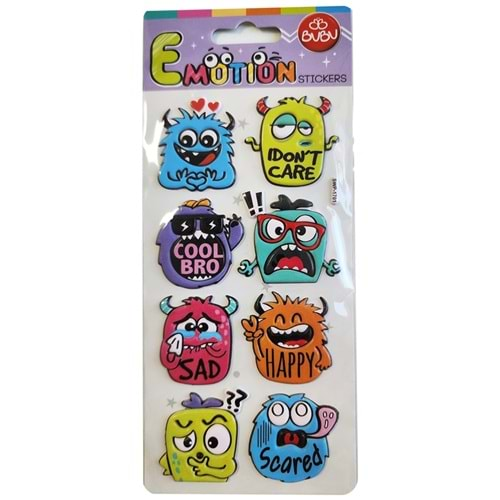 Bu-Bu Ebu-bu Emotıons Puffy Stıckers Monsters 9x21 BUBU-SWP-1701