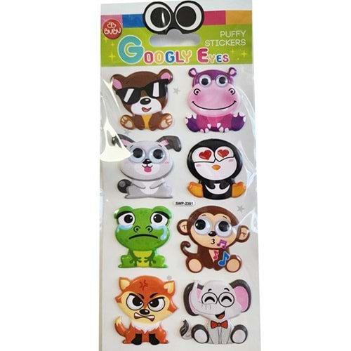 Bu-Bu Googly Eyes Puffy Stıcker Krşk Hayvanlar 9x21 BUBU-SWP-2301