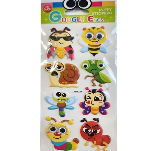 Bu-Bu Googly Eyes Puffy Stıcker Böcekler 9x21 BUBU-SWP-2306