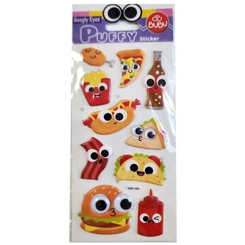 Bu-Bu Googly Eyes Puffy Stıcker Fastfood 9x21 BUBU-SWP-2605