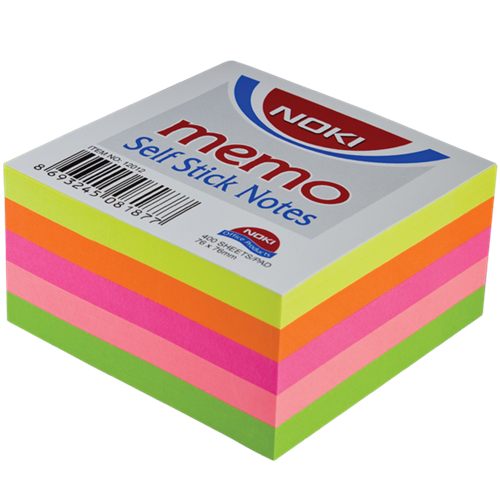 Noki Yapışkanlı Not Kağıdı 400 YP 75x75 5 Neon Renkler 12012 (1 Adet)