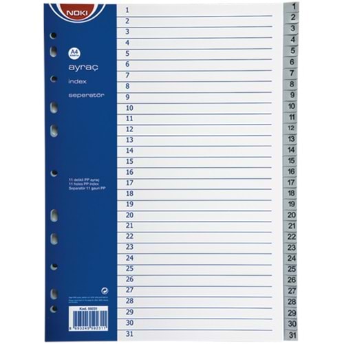 Noki Seperatör 1-31 Rakamlı Plastik A4 59231