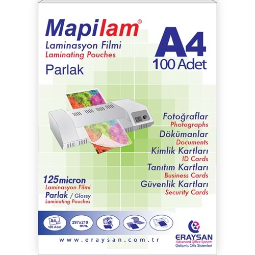 Mapi Laminasyon Filmi Sıcak Parlak A4 125 MIC 102 12 04 (1 Adet)