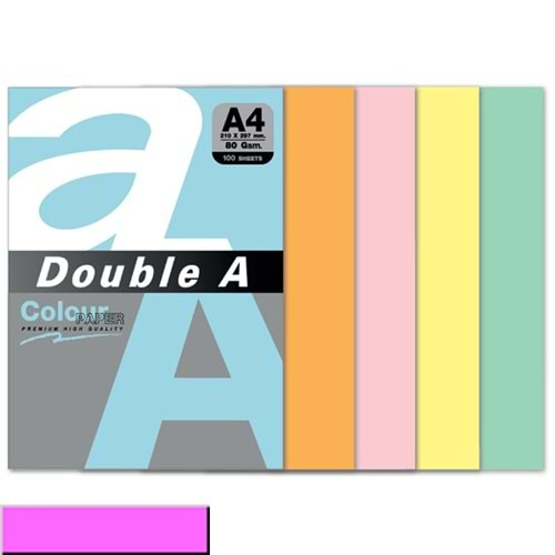 Double A Renkli Kağıt 100 LÜ A4 80 GR Pastel Pembe