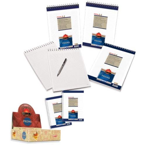 Gıpta Bloknot Prisma Spiralli Karton Kapak Kareli 100 YP A4 1377 (1 Adet)