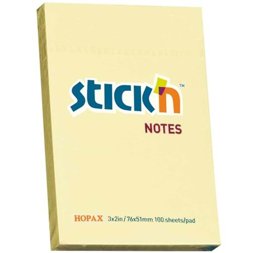 Hopax Stıckn Yapışkanlı Not Kağıdı 100 YP 76x51 Sarı HE21006 (1 Adet)