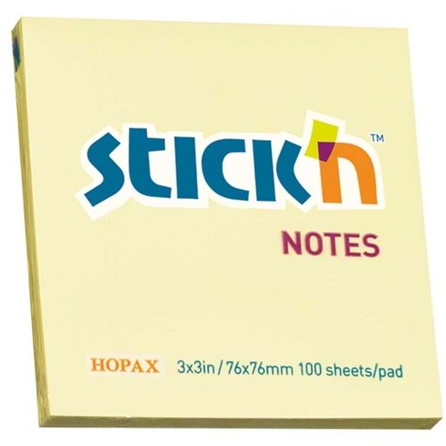Hopax Stıckn Yapışkanlı Not Kağıdı 100 YP 76x76 Sarı HE21007 (1 Adet)