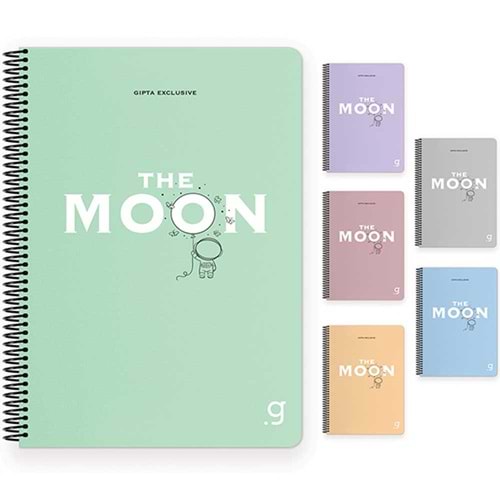 Gıpta Moon Spiralli Plastik Kapak Defter A4 80 Yp Kareli