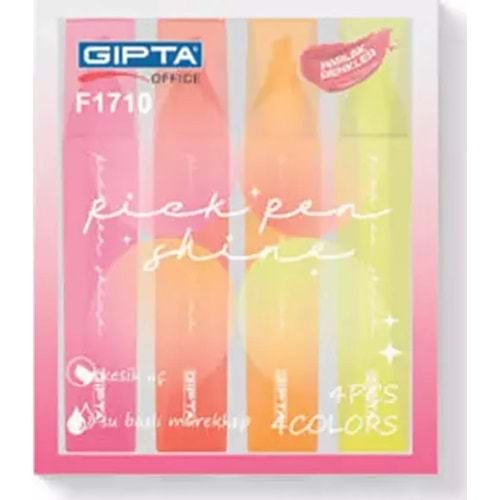 Gıpta Fosforlu Kalem Pıckpen Shıne 4 Lü Set Koyu Renk F1710
