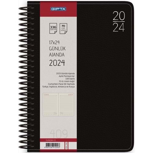 Gıpta Günlük Ajanda Sunday Diary 17x24 409-Snk