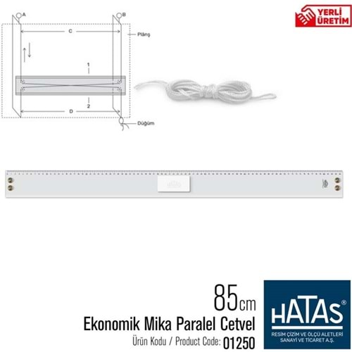 Hatas Ekonomik Mika Paralel Cetvel 85 Cm Taksimatlı 1250