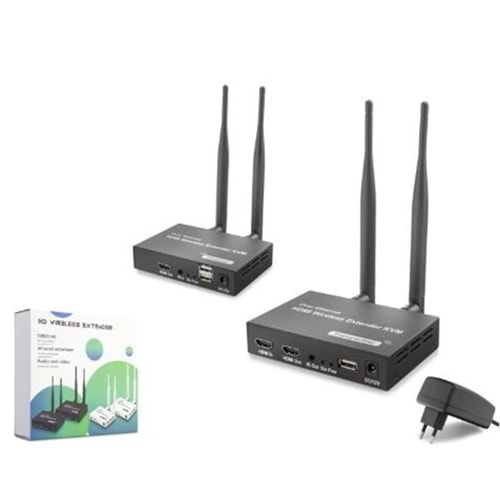 HADRON HDX1443 Kablosuz HDMI KVM Görüntü Aktarım Seti Loop-Out IR 1080p 300 m Siyah