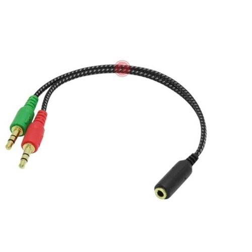 Frisby FA-6624AC 2x3.5mm Stereo Erkek - 4 Pin 3.5mm Stereo Dişi Y Kablo