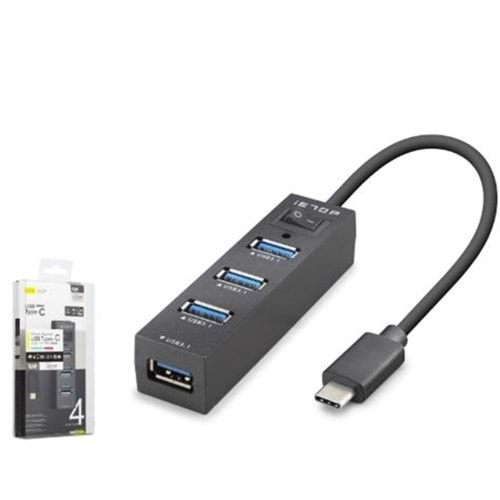 iETOP TU329 Type-C 3.1 Gen1 Anahtarlı Hub 4 Port 5 Gbps Siyah