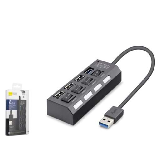 iETOP U3202 USB 3.0 Anahtarlı Hub 4 Port 5 Gbps Siyah