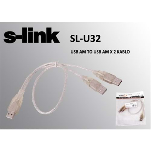 S-link SL-U32 Usb 2.0 Usb Erkek To 2x Usb Erkek 0.60cm Kablo