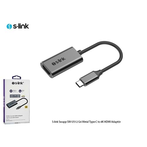 S-link Swapp SW-U512 4K@30Hz Gri Metal Type-C to 4K HDMI Adaptör