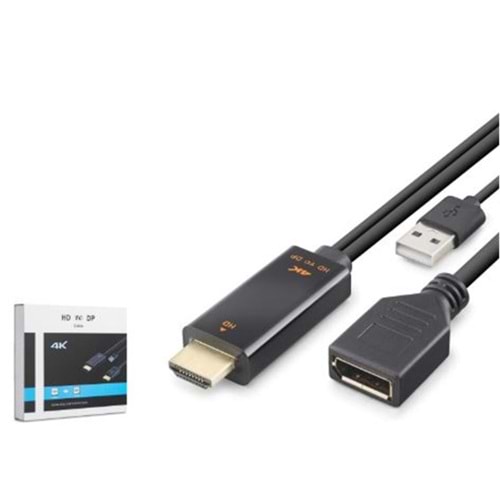 HADRON HDX7901 HDMI USB to DisplayPort Aktif Dönüştürücü Kablo 4K 60Hz 26 cm Siyah
