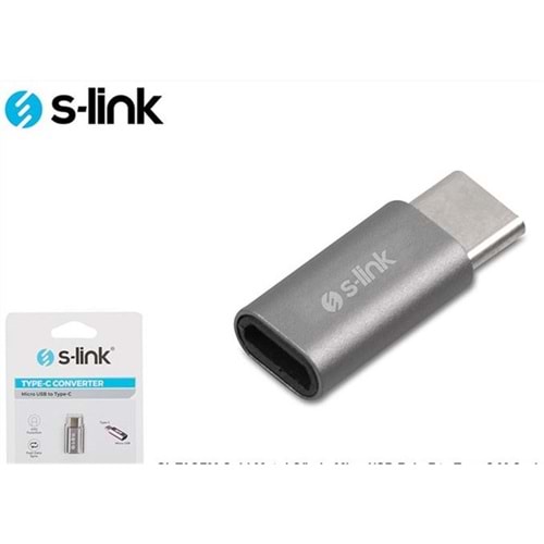 S-link SL-TA25M Gümüş Metal Gövde MicroUSB 5pin F to Type C M Çevirici