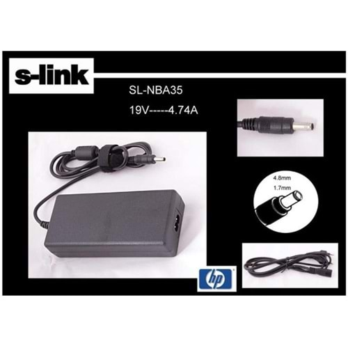 S-link SL-NBA35 19v 4.74a 4.8-1.7 Bullet Notebook Adaptörü